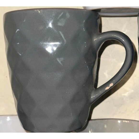 Set Of 6 Elama Diamond Textured Ceramic Mugs - Picture 5 of 8